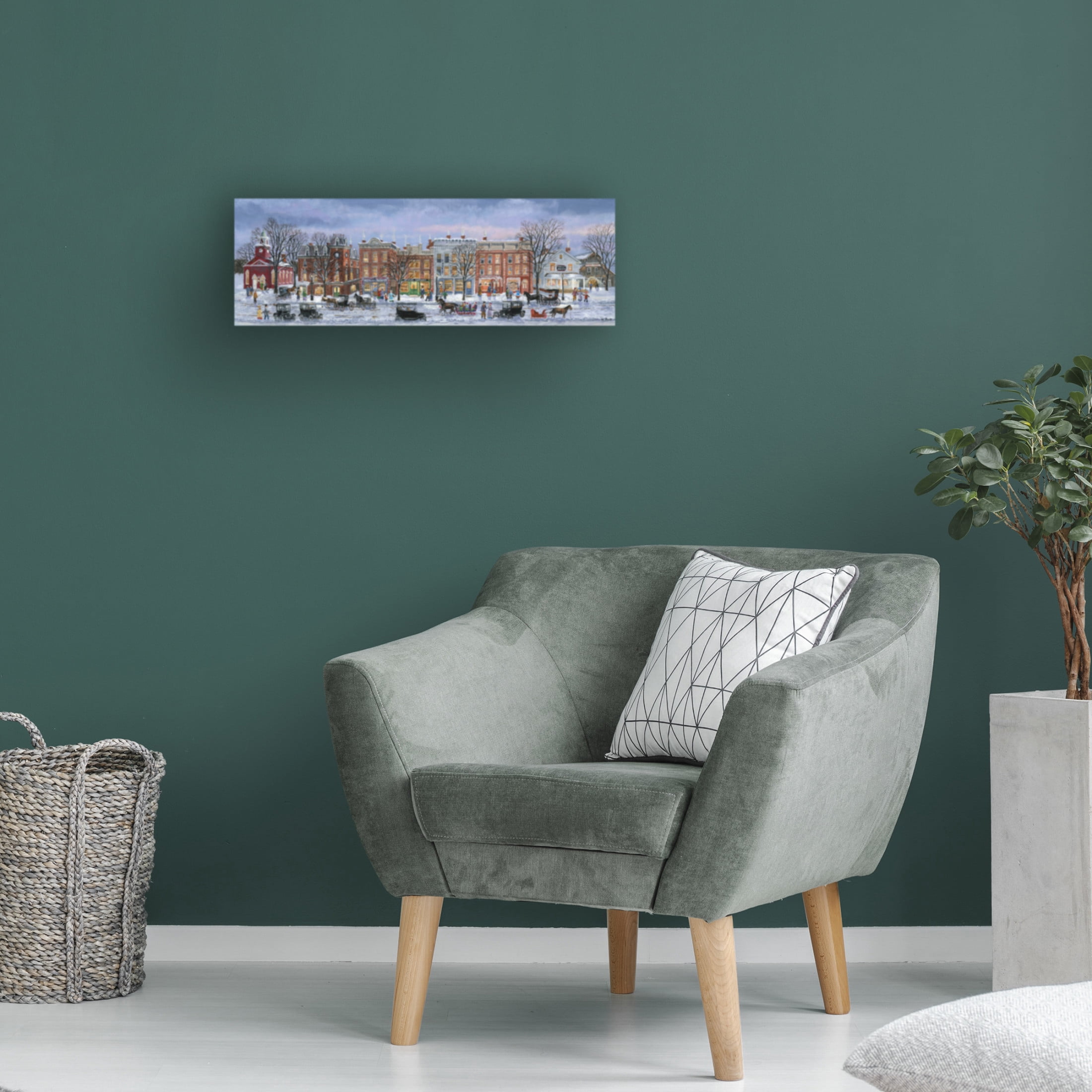 Canvas Wall Art - Bob Fair 'Winter Shopping' Wall Art for Living Room, Bedroom, or Office Décor by Trademark Fine Art - 19 x 6 Inches