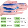 thumbnail image 2 of 10pcs Tail bait 5.5 cm/7cm/9cm Two Color Paddle Swimmers Soft Lure Silicone Wobbler Long Throw Artificial Worm, 2 of 8