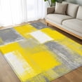 thumbnail image 4 of 5x8 Area Rugs, Yellow Grey Non-Skid Rubber Backing Large Rectangle Rugs - Living Room Bedroom Home Office, Rustic Mottled Oil Painting Abstract Texture Indoor Floor Mat Carpets Washable Rug, 4 of 9