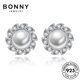 thumbnail image 4 of BONNY Joyería Original Perla Stud Mujeres Plata Moissanite Pendientes 925 Diamante M020, 4 of 4