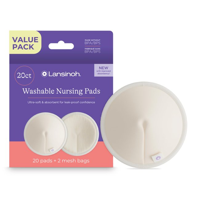 Almohadillas de Lactancia Reutilizables Lansinoh de Bambú Orgánico, Paquete de 20