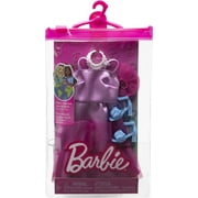Barbie Fashion Doll Clothing Set, Satiny Party Dress with Ruffles and Accessories