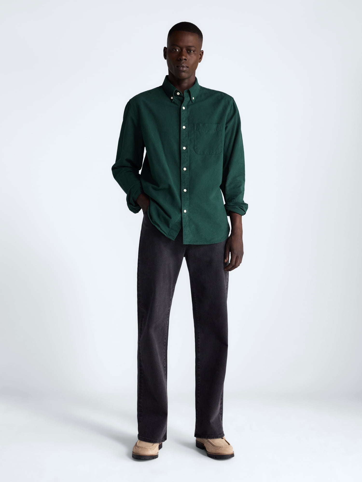 Free Assembly Men's Cotton Button Down Oxford Shirt with Long Sleeves, Sizes XS-3XL