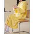 thumbnail image 3 of Womens Mustard Yellow Plush Hooded Bathrobe, Warm Thermal Lined Long, 3 of 6