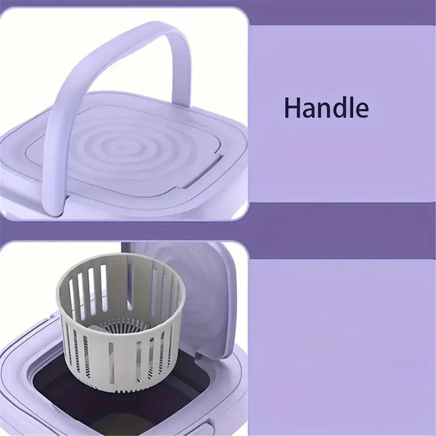 LINKPAL Portable Washing Machine, Mini Foldable Washer and Spin Dryer Small Foldable Bucket Washer, Suitable for Apartment Dorm,Travelling，Best Gift Choice (Purple-8 L)