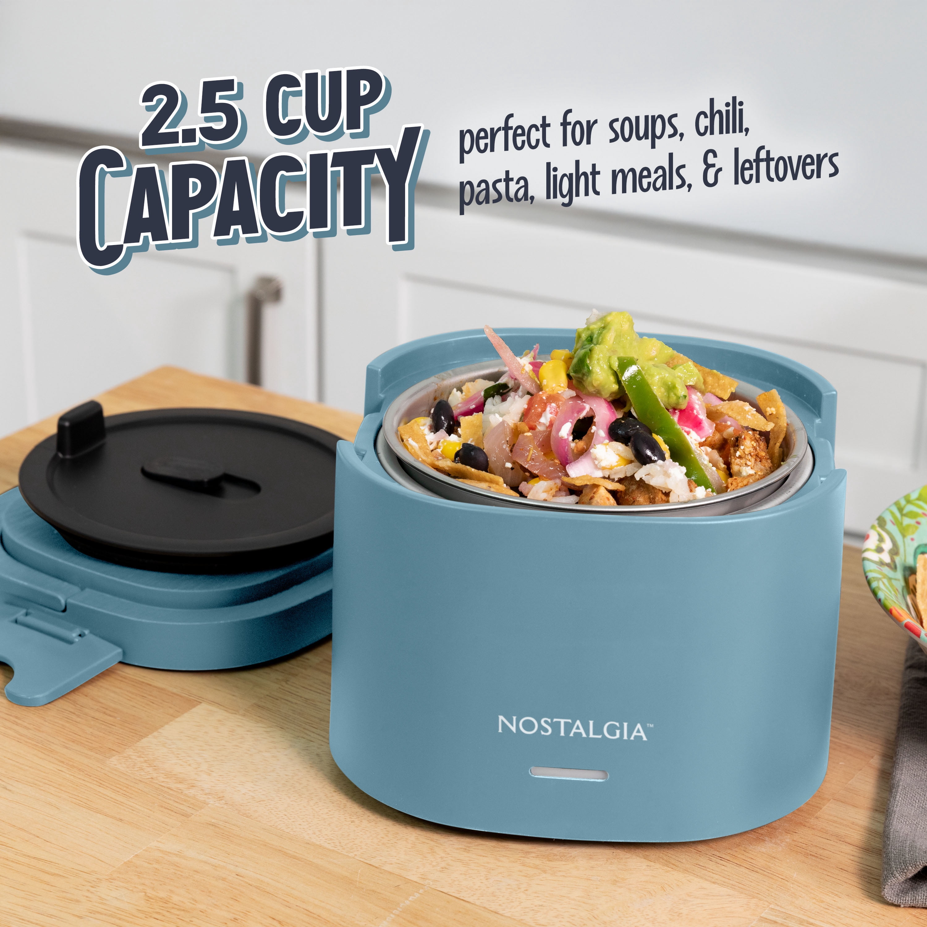 Nostalgia 20 oz. Portable Heated Lunch Box, Blue