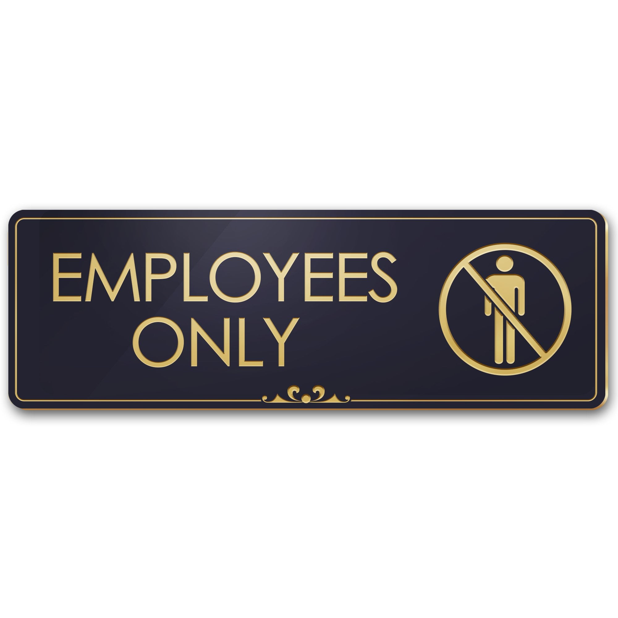 Small 3 x 6 Black/Gold Employees ONLY Victorian Door/Wall Sign 