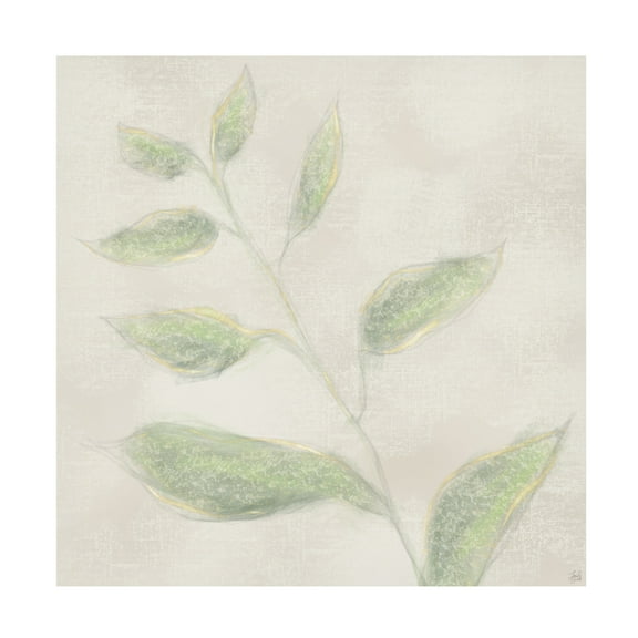 Canvas Wall Art - Line and Brush 'Botanical Single Growth 2' Wall Art for Living Room, Bedroom, or Office Décor by Trademark Fine Art - 14 x 14 Inches