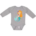 thumbnail image 3 of Inktastic Cute Little Mermaid, Orange Hair, Purple Sea Star Girls Long Sleeve Baby Bodysuit, 3 of 5