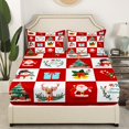 thumbnail image 3 of Christmas Sheet Set Santa Claus Xmas Tree Bed Sheets Set Full Size For Kids Children Snowman Deer Snowflake Sheets With 2 Pillow Cases Geometric Cartoon Style Bed Set, 3 of 6