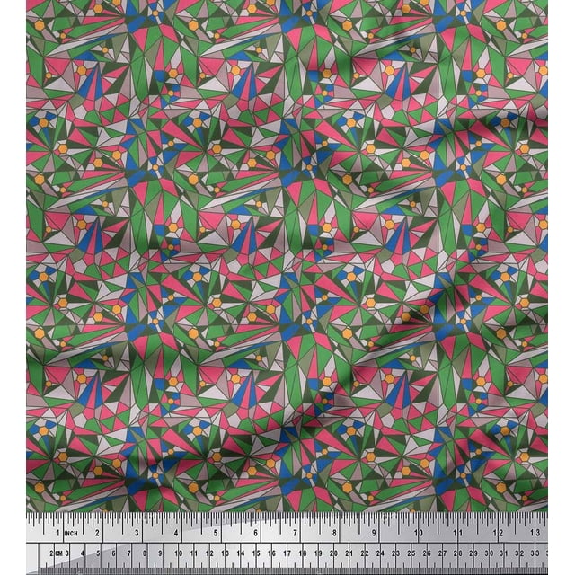 Soimoi Rayon Fabric Geometric Mosaic Print Fabric by the Yard 42 Inch Wide