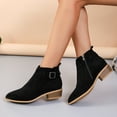 thumbnail image 6 of Tuphregyow Women's Suede Lace Up Ankle Boots with Hidden Flat Base Comfortable Flat Base Booties Black 37, 6 of 8