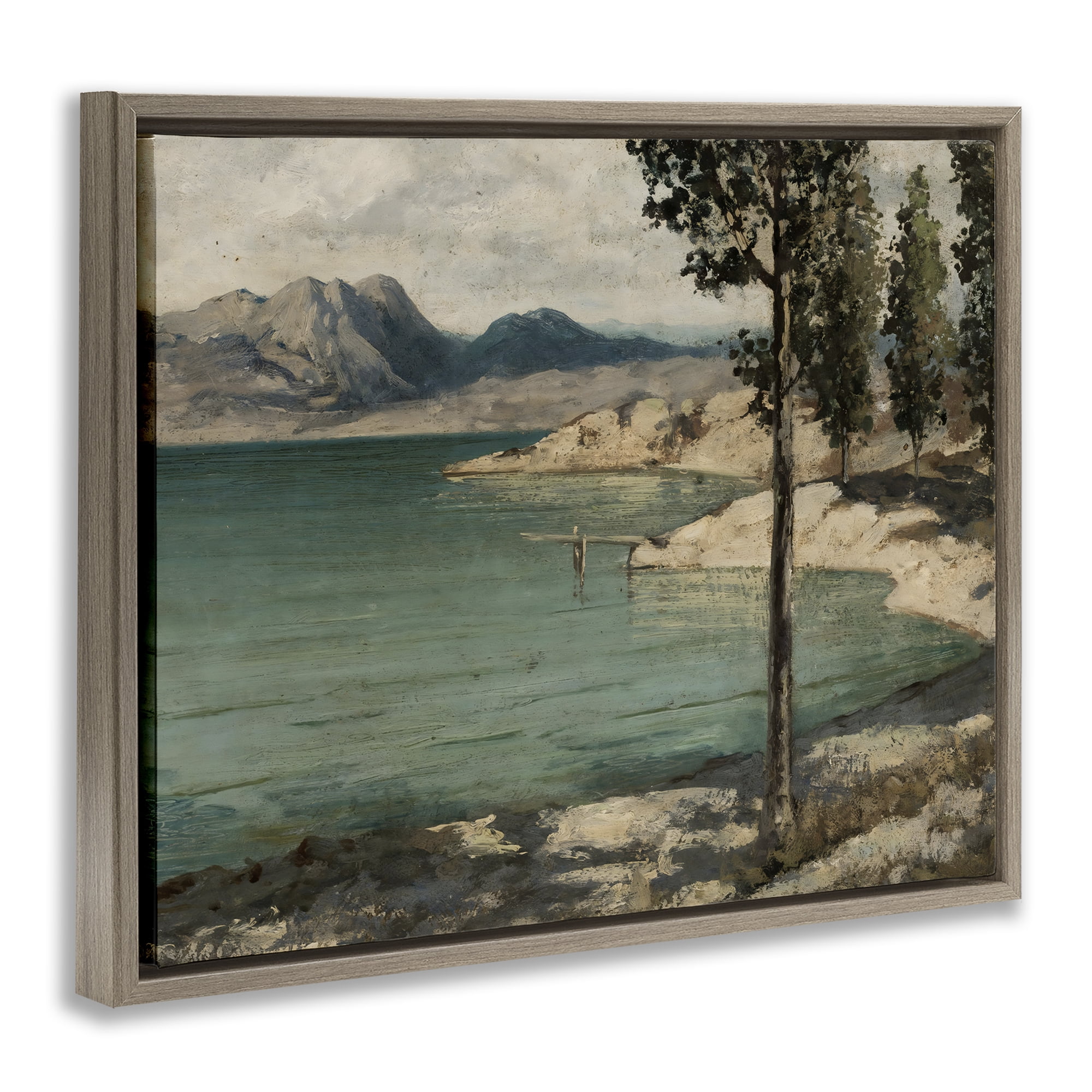 Stupell Industries Tranquil Shore with Trees Brown Framed Floater Canvas Wall Art, design by Arlington Prints