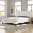 thumbnail image 6 of VECELO King Size Upholstered Bed Frame Black Metal Frame Bed with Adjustable Headboard Wood Slat No Box Spring Needed/Easy Assembly,White, 6 of 11