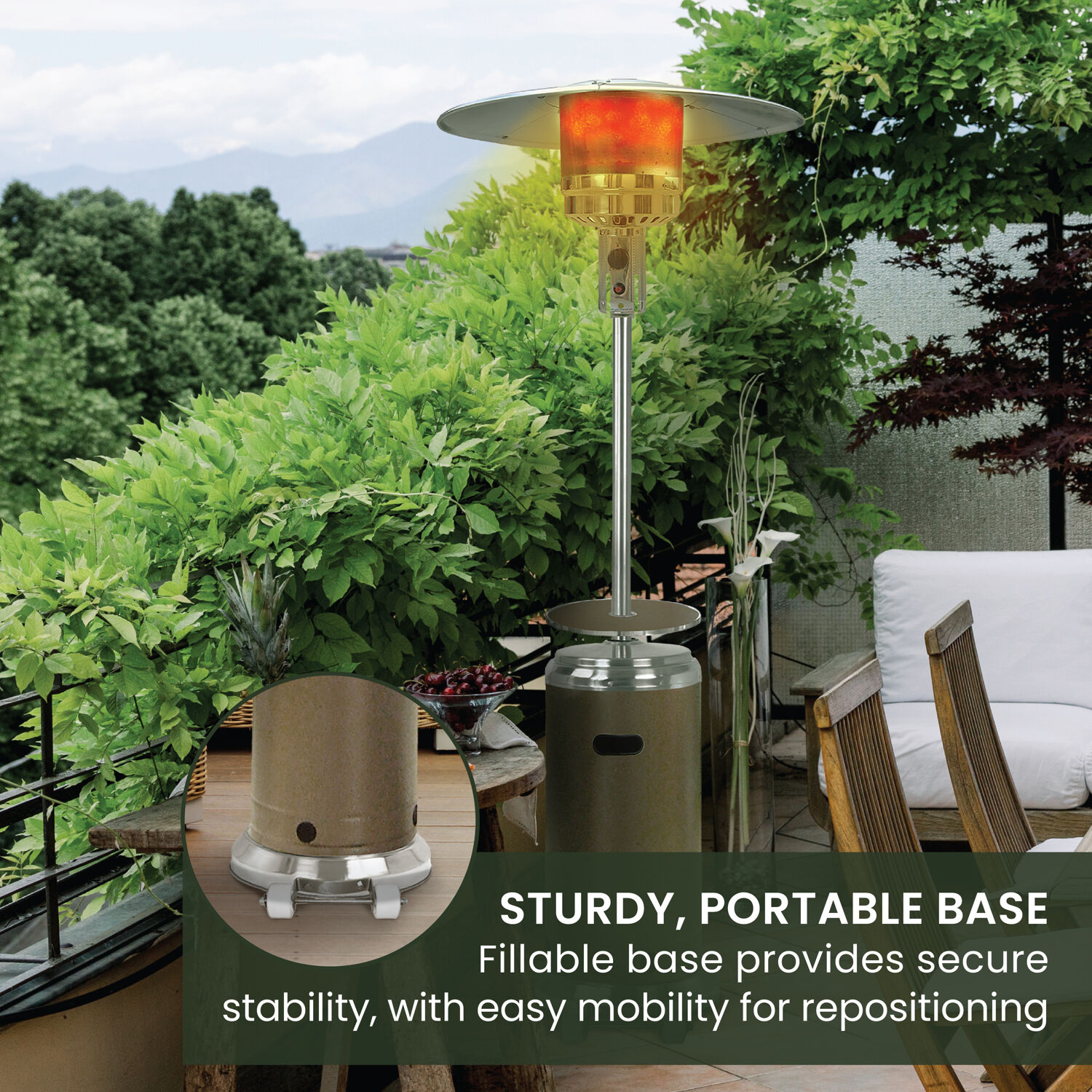 Hanover 7 ft 48,000 BTU Propane Patio Heater, H002BRSS