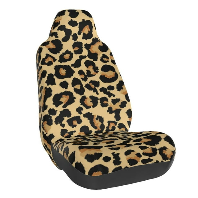 Wukai Leopard Print Full Set Car Seat Covers with Soft Padding Universal Auto Front Seats Protector and Cushion Mat