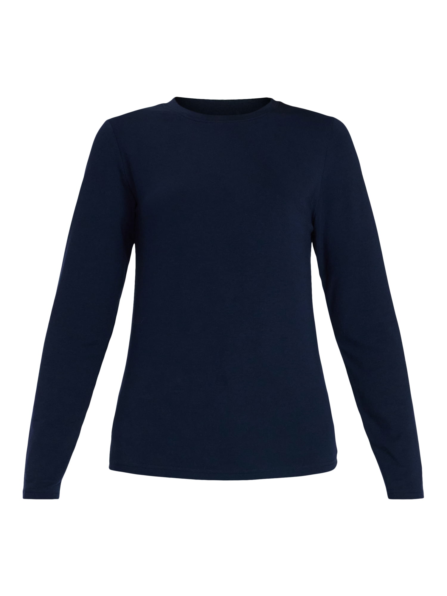 Time and Tru Women's Slim Crewneck Tee with Long Sleeves, Sizes XS-XXXL