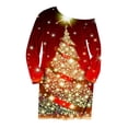 thumbnail image 2 of Puntoco Camiseta sin tirantes de manga larga con cuello inclinado suelto con estampado navideño para mujer top Puntoco Puntoco-2717, 2 of 5