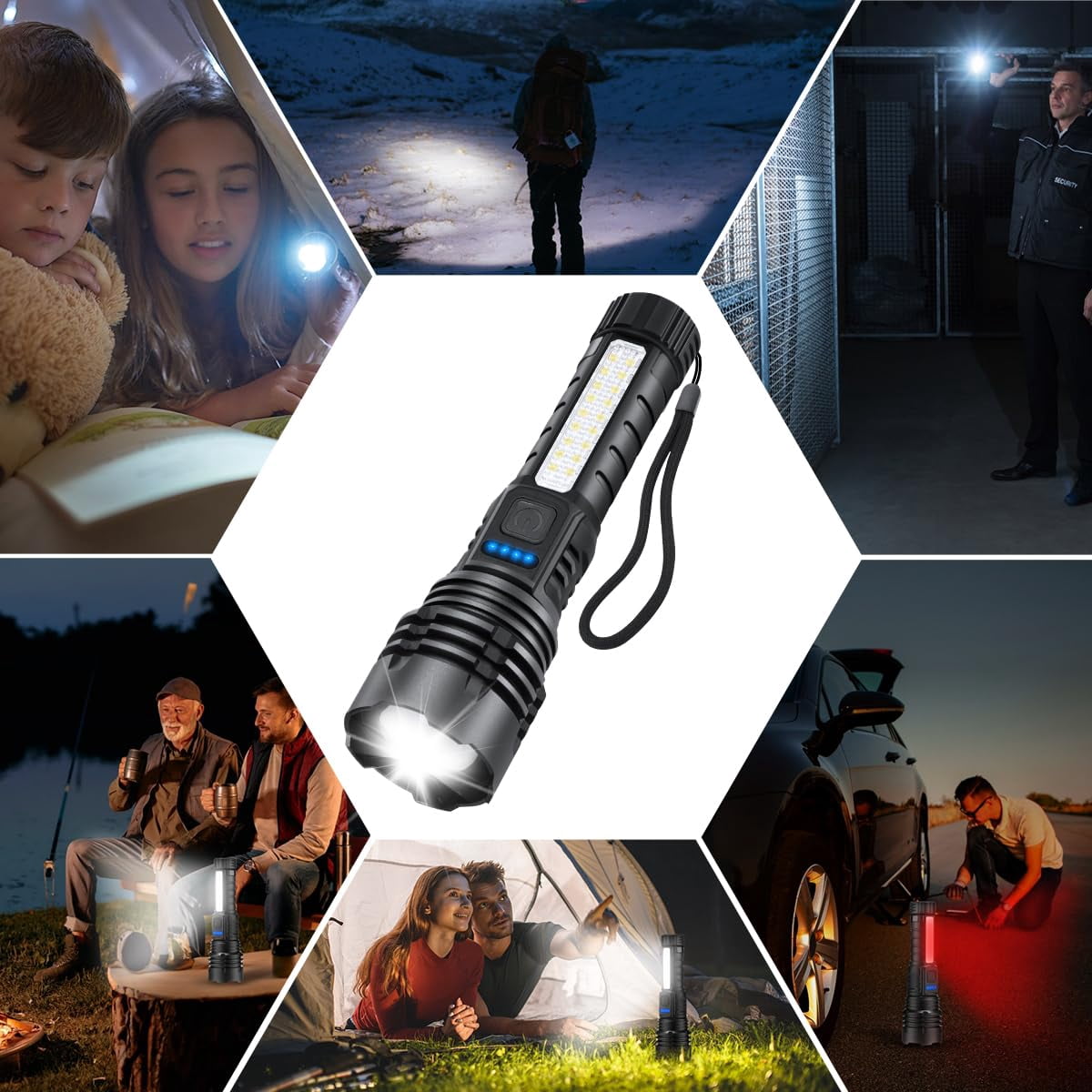 4pack Rechargeable High Lumens LED Flashlight for Home Emergency Camping Outdoor Use