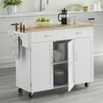 thumbnail image 3 of TMS Extra Large Rolling Kitchen Storage Carts with Adjustable Shelf, Rubberwood White, 18 in, 3 of 6