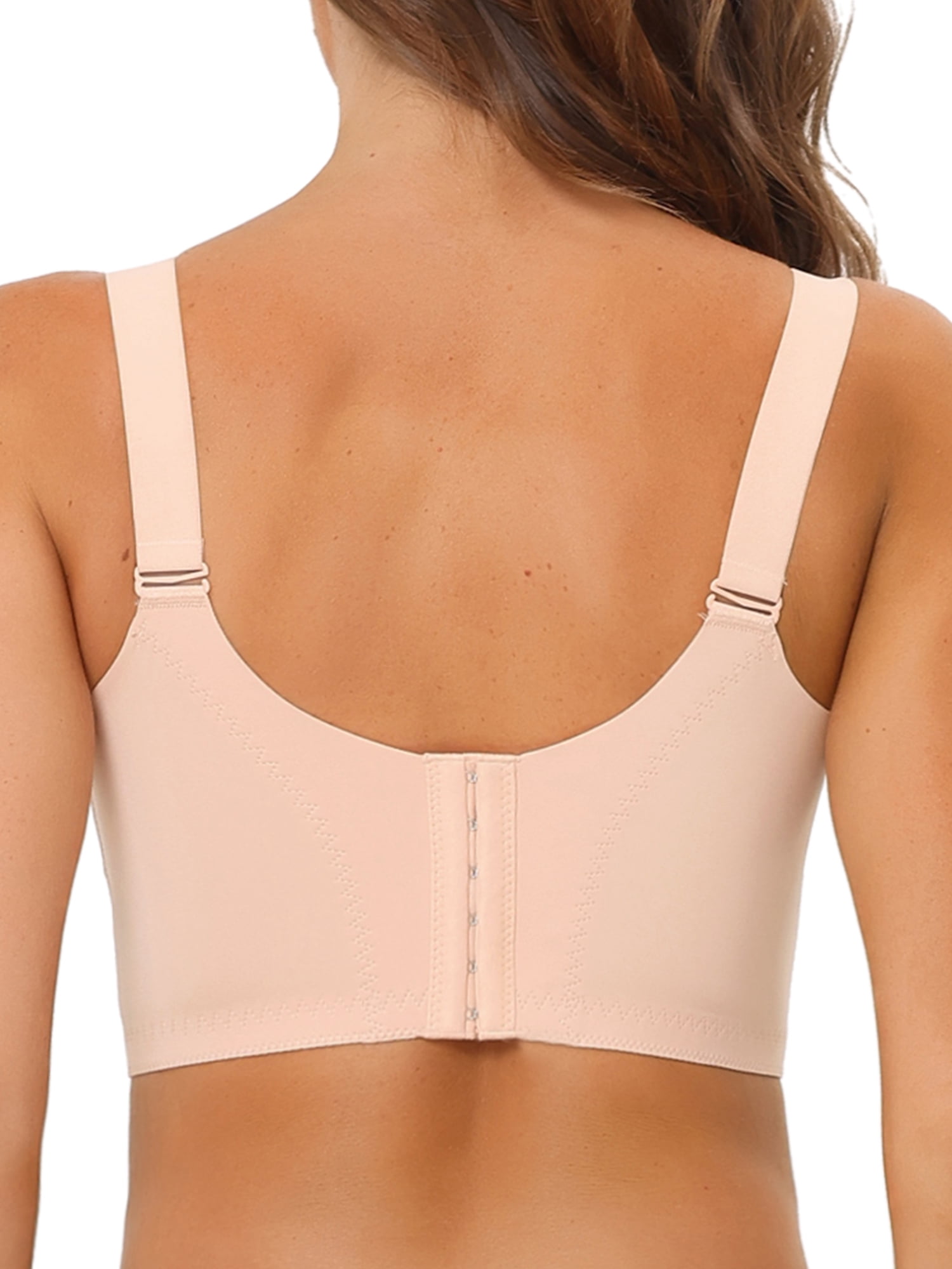 Unique Bargains Women's Full Coverage Bra Hem Wide Straps Wirefree Bralett 36E Pink