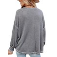 thumbnail image 4 of Blusa de mujer de fibra de poliéster con cuello redondo y hombros caídos, camisa informal de manga larga para Otoño e Invierno, 4 of 6