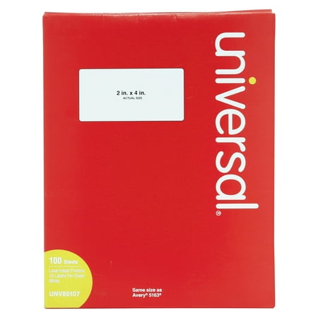 Universal Laser Printer Permanent Labels, 2 x 4, White, 1000/Box