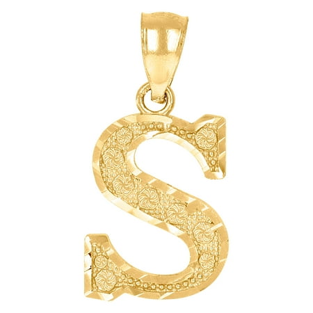 10k Yellow Gold Unisex Letter Name Personalized Monogram Initial S Alphabet Charm Pendant Necklace 21.7x10.8mm Wide Pend