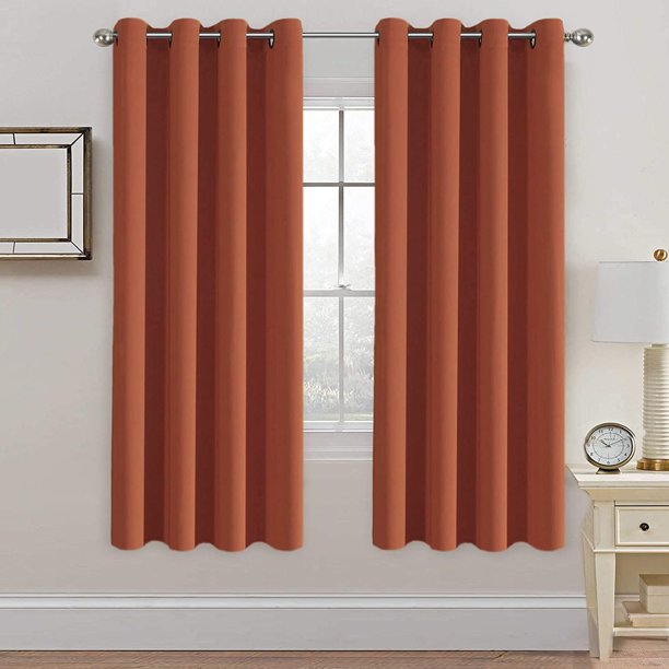 Cortinas blancas de 96 pulgadas de largo, paneles de tratamiento de ventana/cortinas para sala de estar, diseño moderno, paneles de cortina con ojales para comedor, juego de 2, ocre quemado, 52 pulgadas de ancho x 72 pulgadas de largo