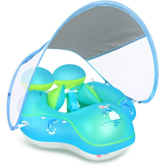 Inflatable swimming ring for babies, baby pool float with removable UV sun canopy