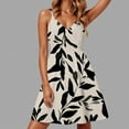 thumbnail image 2 of Daznico Women's Leaf Print Skater Dress V-Neck Spaghetti Strap Wrap Front Casual Summer Dress,L, 2 of 5