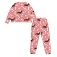 thumbnail image 5 of Yuyamidu Cute Dachshund Long Sleeve Pajamas for Women Set of 2 Dog Paw Crewneck Pj Pullover Tops and Pants Loose Fit Sleepwear Size M Soft Pj Sets, Pink, 5 of 7