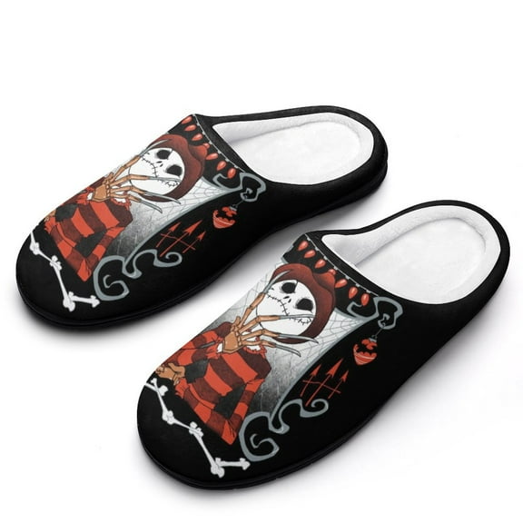 The Nightmare Before Christmas Slippers for Women Cotton Slippers Soft Printed House Shoes Home Bedroom Indoor Slippers 7-8(39-40)