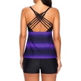 thumbnail image 3 of Women's Purple Strappy Hollow-out Back Tankini, 3 of 5