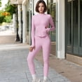 thumbnail image 4 of High-Waisted Ribbed Fitness Leggings - Small, Pink, 4 of 6