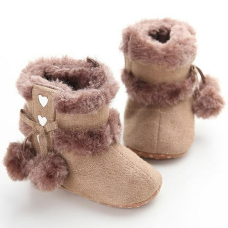 Baby Soft Sole Snow Boots Soft Crib Shoes Toddler (Best White Girl Booty)