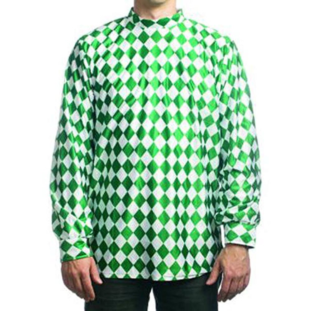Horse Jockey Checkered Shirt Adult Standard Costume Uniform Green White Jersey