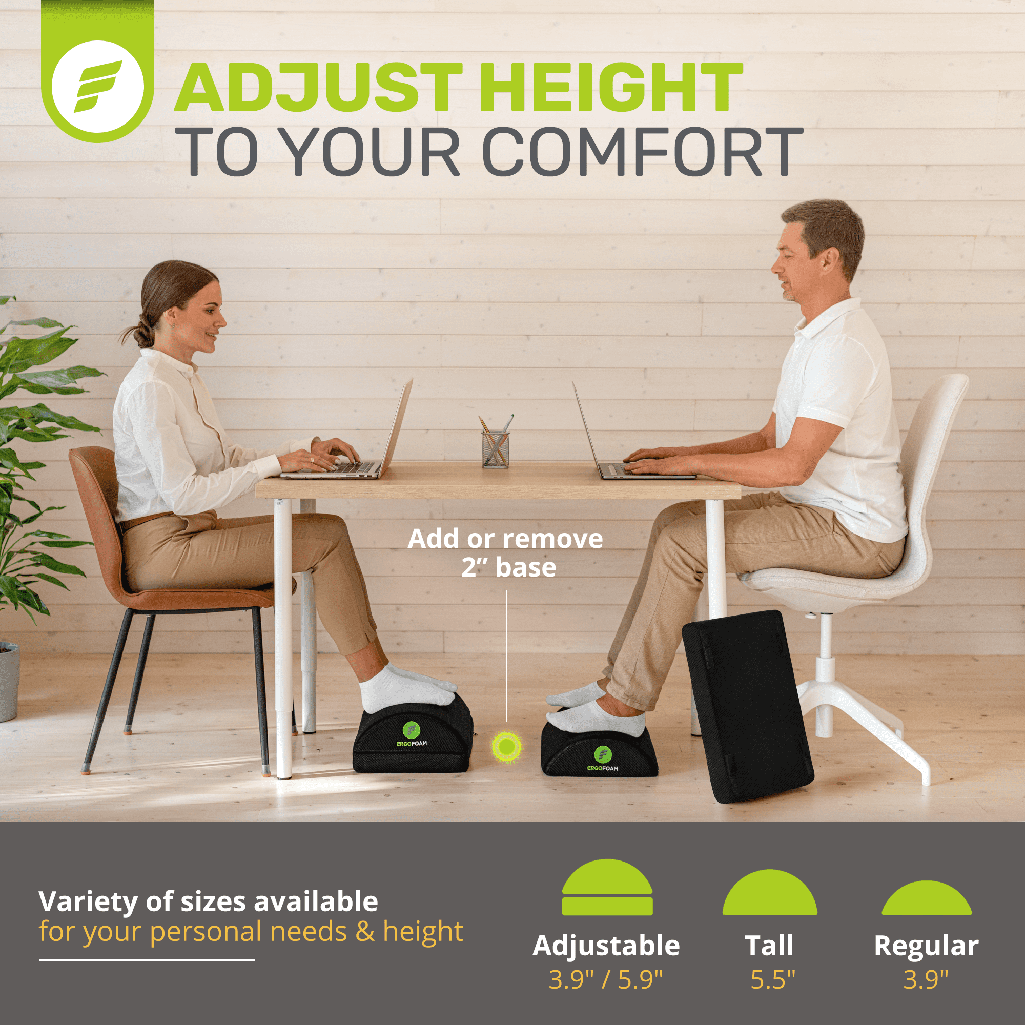 Cozy Ergo Adjustable Foot Rest – Ergonomic Under Desk Footrest with 2  Adjustable Height - Foam Foot Rest Under Desk for Leg Support and Knee Pain