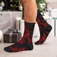 thumbnail image 7 of Pofeuu Red Dragon On Black Print Crew Socks, Adult Running Hiking Socks for Youth and Adult, 7 of 7