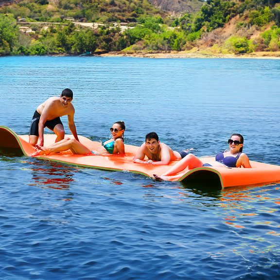 Magshion 18' x 6' Water Floating Mat, 3-Layer Tear-Resistant XPE Foam Water Floating Pad Lily Pad for Pool Lake River Ocean Outdoor Water Activities, Orange