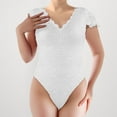 thumbnail image 2 of Women's Soild Color Lace V Open Back Design Jumpsuit Tops Hide Tummy, 2 of 4