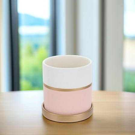 Worgeous White Ceramic Plant Pot for Home Use Simple Design Mini Basin 4.5"x3.2"