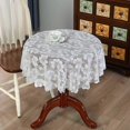 thumbnail image 5 of White Color Round Lace Table Cloth Stylish Tabletop Decorative Covering for Study Room Home, 5 of 5