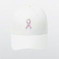 thumbnail image 2 of GDREDA Womens Hats Unisex Cancer International Publicity Day Ribbon Printed Cotton Baseball Cap Cap，White, 2 of 4