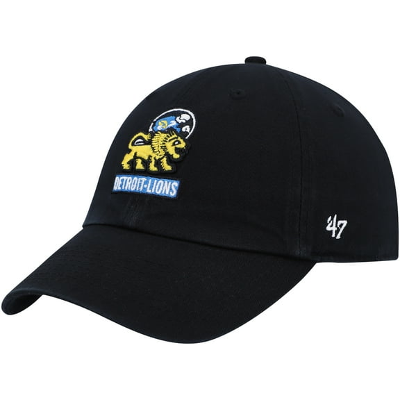 Men's '47 Black Detroit Lions Clean Up Adjustable Hat
