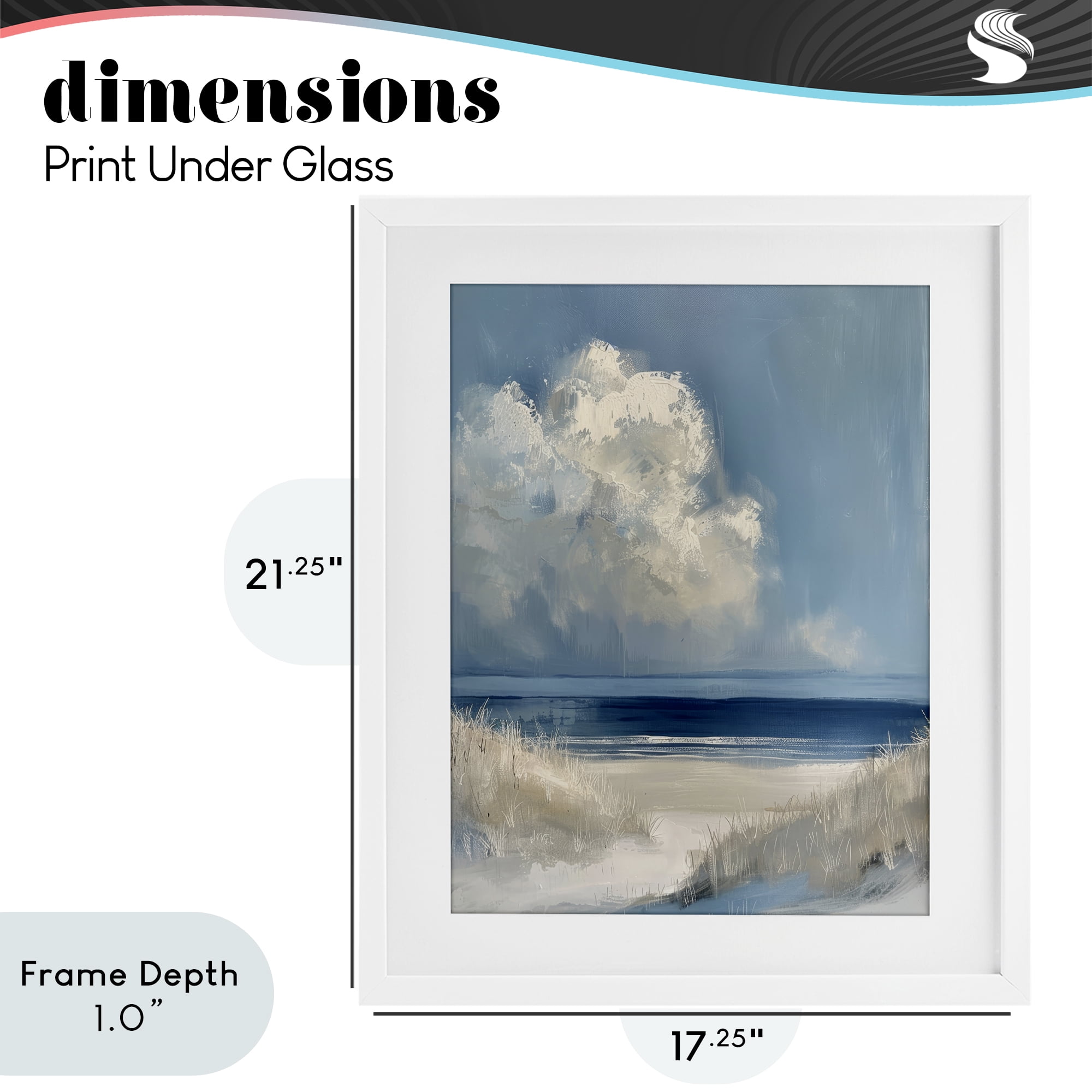 Stupell Industries Dark Waters Ahead White Framed Print Under Glass, design by Petal Prints Design