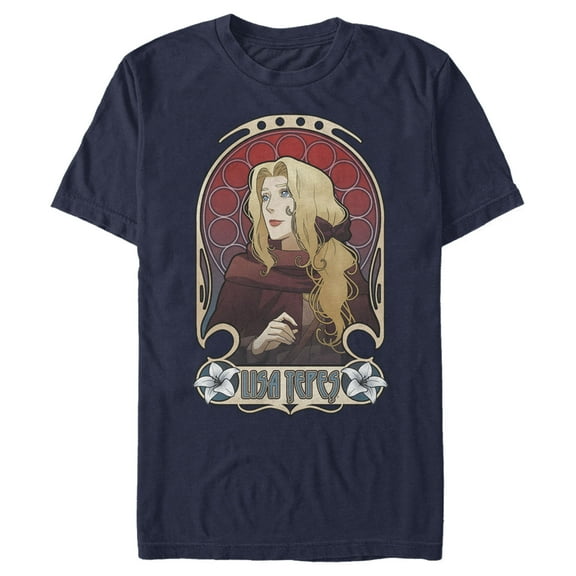Men's Castlevania Lisa Tepes Portrait Graphic Tee Navy Blue Small