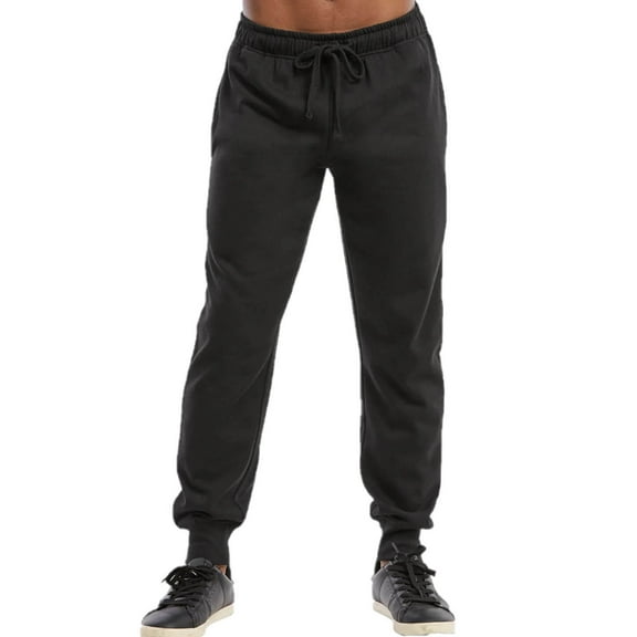 Men's Lightweight Fleece Joggers Pants with Pockets, Active Sweatpants, Black 2XL, 1 Pack