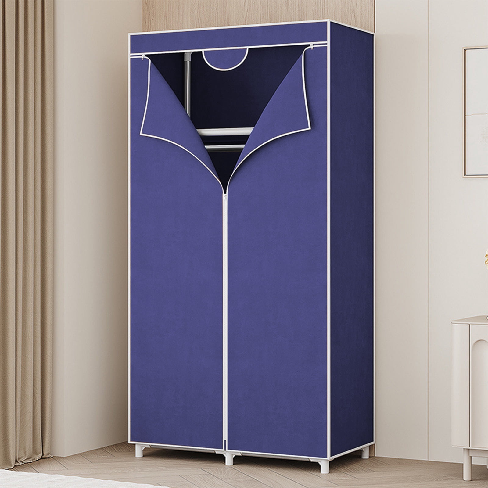 Freestanding Closet Organizer | Portable Wardrobe Storage Cabinet with Non-Woven Cover | 57.48X22.44X17.32In for Bedroom, Clothes, Shoes & Bags