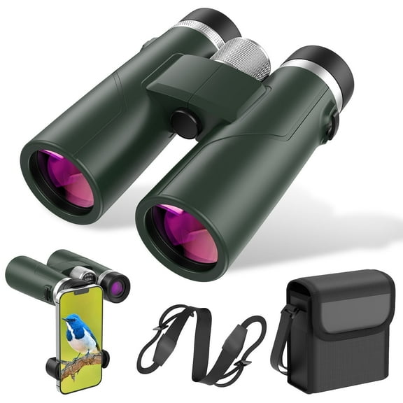 BEBANG 10x42 HD Binoculars for Adults High Powered, Large View Binoculars with Clear Low Light Vision-Binoculars for Bird Watching Travel